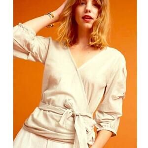 Sunday in Brooklyn Pinstripe Darina Wrap Blouse S